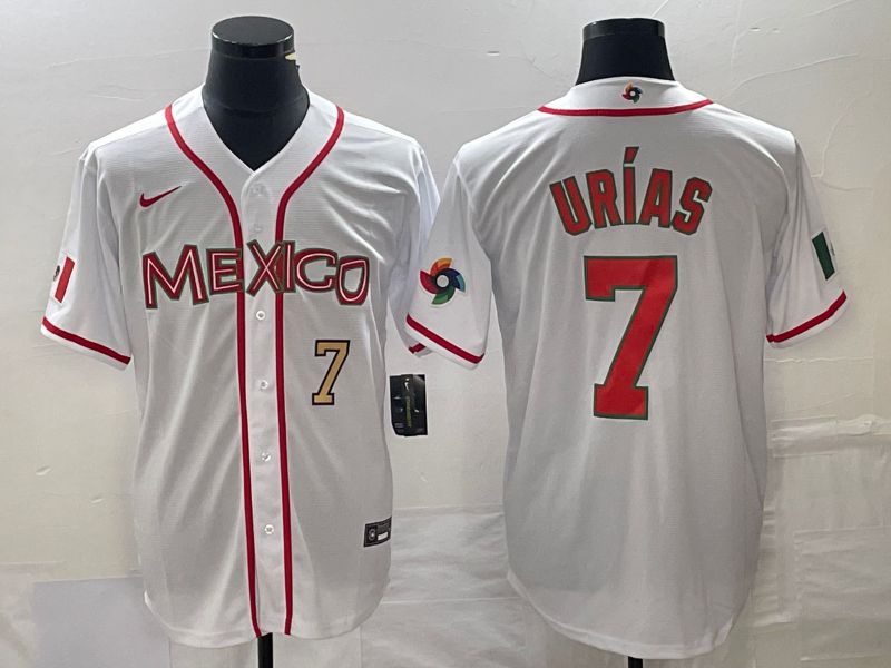 Men 2023 World Cub Mexico #7 Urias White red Nike MLB Jersey1->more jerseys->MLB Jersey